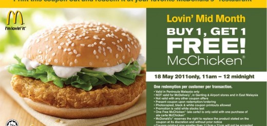 McDonald's Mc Chicken Buy 1 Free 1 Promotion Malaysia