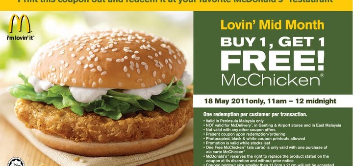 McDonald's Mc Chicken Buy 1 Free 1 Promotion Malaysia