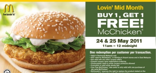 McDonald's McChicken Buy 1 free 1 Promotion-malaysia