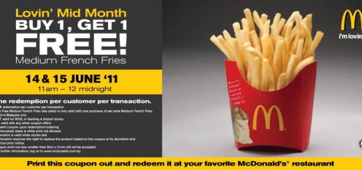 McDonald's Malaysia Lovin' Mid Month Buy 1 Free 1 French-Fries